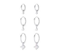 Elli 3er Set Trio Creolen Einhänger Zirkonia 925 Silber silberfarben Damen
