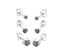 Elli 3er Stecker Set Basic Ohrstecker Zirkonia 925 Sterling Silber Schwarz Damen