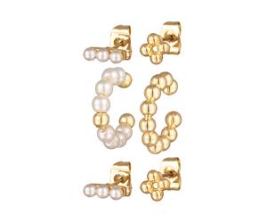 Elli 4er-Set Ohrstecker Earcuff Glasperlen Farbe Gold OneSize Damen