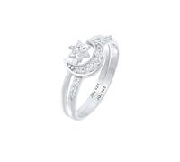 Elli Ring-Set »Stern Mond Zirkonia Stapelring 2er Set 925 Silber«, Astro SIZE,52|54|56
