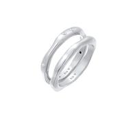Solitärring ELLI "Zirkonia Stapelring Bandring Basic 2er Set 925 Ring" Gr. 58, silber, Fingerringe, Damen, 58mm,mit Steinen, Silber 925 (Sterlingsilber), 3mm (82278157-58) silber
