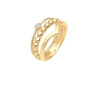 Elli, Ring 3er Set Solitär Kristall 925 Silber in gold, Schmuck für Damen Gr. 58 mm