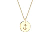 Elli Halskette Silber 925 Vergoldet 24K Anker Plättchen Anhänger Kette Damen Schmuck Geschenke für Frauen Mädchen Mama Freundin, Silberkette Länge 45 cm