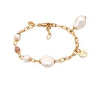 Elli Armband - Armband Süßwasserzuchtperlen Rhodonite 925 Sterlin - Gr. 16 CM - in Gold - für Damen