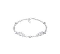Armband ELLI "Feder Layer 925 Silber, mit Kristallen von Swarovski" Gr. 16, silber, Armbänder, Damen, 16cm,mit Steinen, Silber 925 (Sterlingsilber) (32706869-16) silber