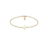 Elli, Armband Basic Erbskette Flugzeug Travel Reise 925 Silber in gold, Schmuck für Damen Gr. 16 cm