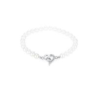 Elli Armband Damen Herz mit Muschelkernperlen und Kristalle in 925 Sterling Silber