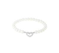 Elli Armband Damen Herz mit Zirkonia Kristalle Muschelkernperle in 925 Sterling Silber