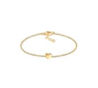 Elli, Armband Basic Trend Erbskette Herz Love Liebe 925 Silber in gold, Schmuck für Damen Gr. 16 cm