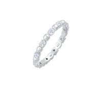 Fingerring ELLI "Bandring Kugel Zirkonia Viereck 925 Silber" Fingerringe Gr. 52 mm, mit Steinen, Silber 925 (Sterlingsilber), silberfarben (silber, weiß) Damen Fingerringe (90800902-52)