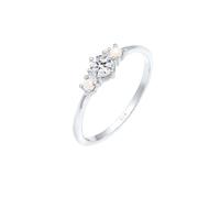Elli Ring Bandring Synthetische Perlen 925Er Silber, Silber Silber