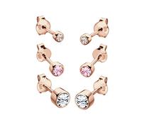 Elli Basic 3er Set 925 Silber vergoldet, mit Kristallen von Swarovski® rosefarben Damen