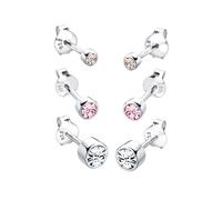 Elli Basic 3er Set 925 Silber vergoldet, mit Kristallen von Swarovski® silberfarben Damen