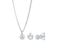 Elli Schmuckset »Basic Solitär Kristalle Silber«, weiß