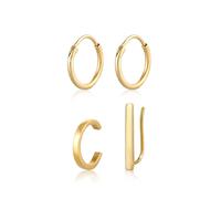 Elli Basic Set Creolen Earclimber Earcuff 925 Silber goldfarben Damen