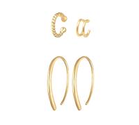 Elli Ohrring-Set »Basic Set Creolen Earcuff Blogger Trend 925 Silber«, goldfarben