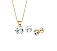 Elli 2tlg. Schmuckset: Vergold. Halskette und Ohrstecker mit Swarovski Kristallen - 56% | Schmuck