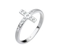 Ring Blogger Kreuz Kristalle 925 Silber Elli Weiß 56 (Artikelnummer: 4N187/70X56)