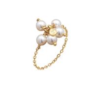 Elli Blume mit Perlen von Swarovski® 925 Sterling Silber vergoldet 56 Damen