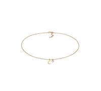 Elli Choker Halbmond Astro Mondstein 925 Silber goldfarben Damen