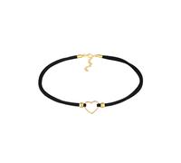 Elli Choker Herz Velourband Schwarz 925 Silber goldfarben Damen