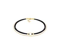 Elli Choker Kreis Leder Venezianer Kette Set 925 Silber goldfarben Damen