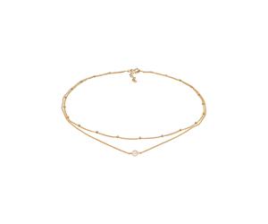Elli Choker Layer Look Kugelkette Pink Opal 925 Silber goldfarben Damen