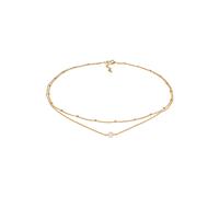 Elli Halskette Damen Choker Layer Look Kugelkette mit Rosenquarz in 925 Sterling Silber Vergoldet
