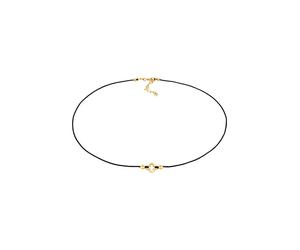 Elli Choker Nylon Kleeblatt Glück Bead 925 Silber goldfarben Damen