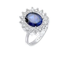 Elli Cocktailring Saphirblau Royal Zirkonia 925 Silber 54 Damen