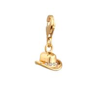 Elli Cowboy Hut Weiß 925 Sterling Silber, mit Kristallen von Swarovski® goldfarben Damen