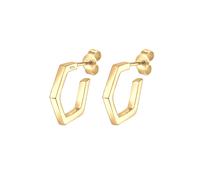 Paar Creolen ELLI "Creole Hexagon Geo Minimal 925 Silber" Ohrringe Gr. OneSize, ohne Stein, Silber 925 (Sterlingsilber), goldfarben (gold) Damen Creolen (824397-0)