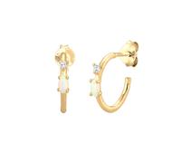 Elli Paar Creolen »Stecker Opal Marquise und Zirkonia 925 Silber«, goldfarben