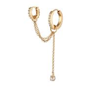 Elli Creole Single Weiß 925 Sterling Silber, mit Kristallen von Swarovski® goldfarben Damen