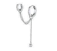 Elli Creole Single Weiß 925 Sterling Silber, mit Kristallen von Swarovski® silberfarben Damen