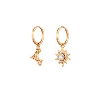 Elli Creole Sonne Mond Zirkonia Weiß 925 Sterling Silber goldfarben Damen