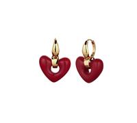 Elli Creolen Herz Anhänger Dunkelrot 925 Sterling Silber Vergoldet OneSize Damen