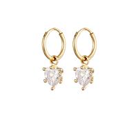 Elli Creolen Herz Zirkonia Weiß 925 Sterling Silber goldfarben Damen