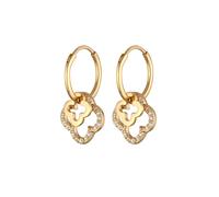 Elli Creolen Kleeblatt Zirkonia 925 Silber vergoldet goldfarben Damen
