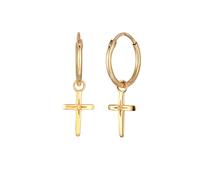 Elli Creolen Kreuz Einhänger 925 Sterling Silber goldfarben Damen
