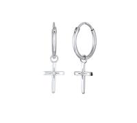 Elli Creolen Kreuz Einhänger 925 Sterling Silber silberfarben Damen