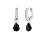 Elli Creolen mit Tropfen Schwarz 925 Sterling Silber, Kristallen von Swarovski® silberfarben Damen