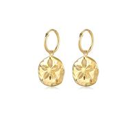 Elli Creolen Münz-Anhänger Blume Sommer 925 Silber goldfarben Damen