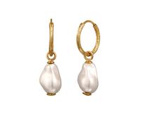 Elli Creolen Muschelkernperlen Barock Weiß 925 Sterling Silber vergoldet goldfarben Damen