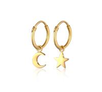 Elli Creolen Ohrhänger Stern Mond Astro Look 925 Silber goldfarben Damen