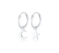 Elli Creolen Ohrhänger Stern Mond Astro Look 925 Silber silberfarben Damen