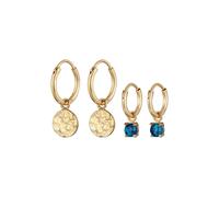 Elli Creolen Plättchen Opal blau 2er Set 925 Silber goldfarben Damen
