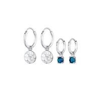 Elli Creolen Plättchen Opal blau 2er Set 925 Silber silberfarben Damen