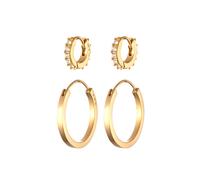 Elli Creolen Set Weiß 925 Sterling Silber, mit Kristallen von Swarovski® goldfarben Damen