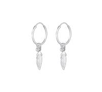 Elli Creolen Silber 925 Feder Ohrringe Damen Kreolen für Frauen mit Anhänger 0.1ct Kristalle Durchmesser 20mm 0305820317